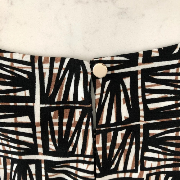 Calvin Klein Sleeveless Scoop Neck Bamboo Print Top Black Tan Wht Sz S NWOT - Picture 10 of 15